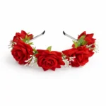 Elegant Red Rose Floral Headband - Measurements: