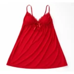 Women’s Two-Piece Red Nightgown Set – Elegant Inner Slip wit