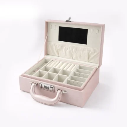 Elegant Portable Jewelry Organizer Box With Mirror