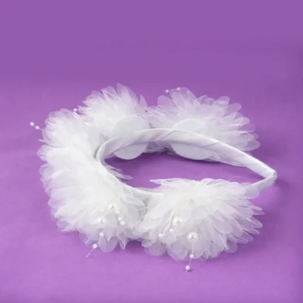 Bohemian White Rose Floral Crown – Adjustable Bridal