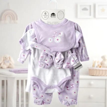 Baby Girls 8PCS Pure Cotton Clothing Set – Soft
