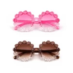 Kids Flower Style Sunglasses – 2 Piece Set Colorful Gradient Fashio