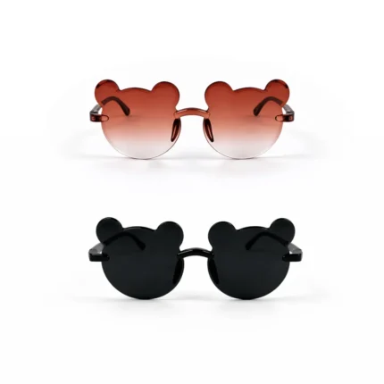 Kids Cartoon Bear Shape Sunglasses – 2 Piece Set Cute Fashion Summer