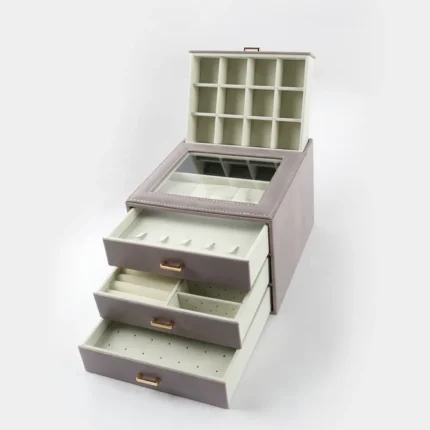 Luxury Multi-layer Jewelry Organizer Box With Mirror